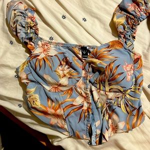 Flower printed corset crop top with Bussieres